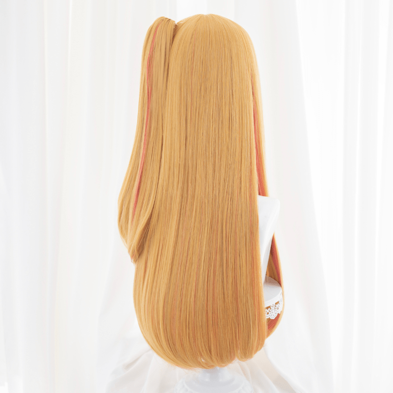 L - email Wig Oshi no Ko Ruby Hoshino Blonde Mixed Red Cosplay Costume And Wig Full Set - lemailwigs