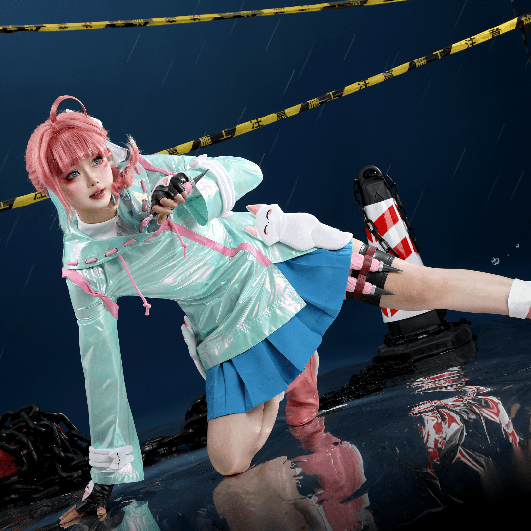 L - email Wig Overwatch Rainy Day Kiriko Cosplay Costume - lemailwigs