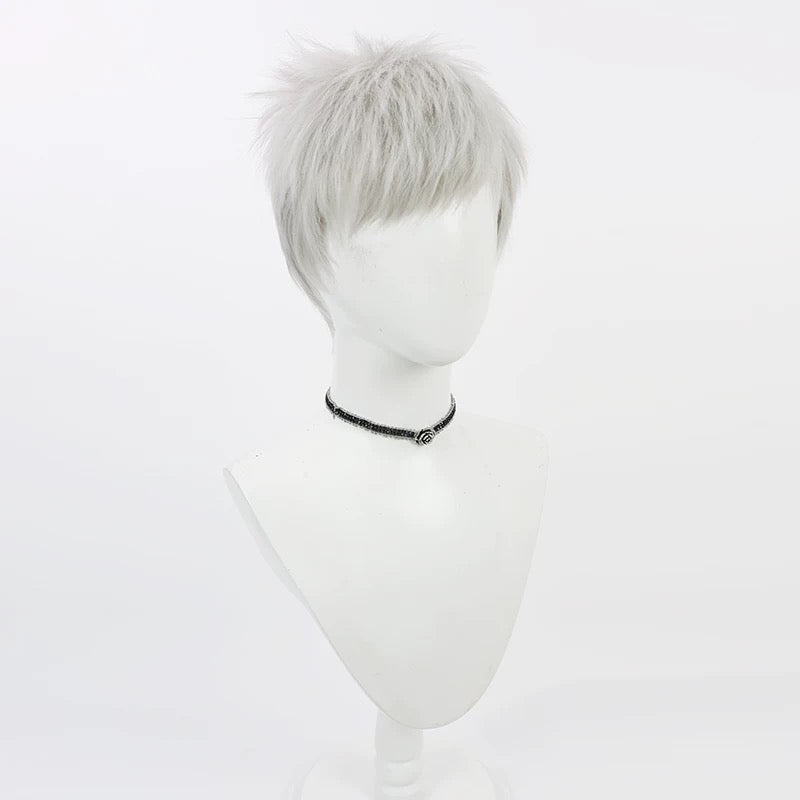 L - email Wig Persona 3 Akihiko Sanada Silver Gray Halloween Cosplay Wig - lemailwigs