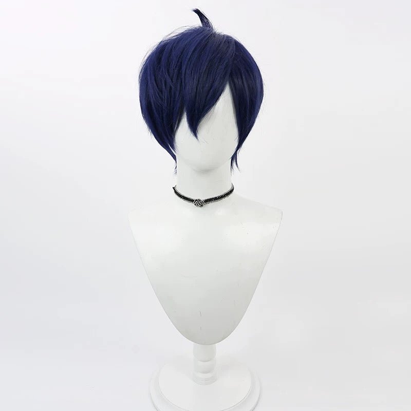 L - email Wig Persona 3 Makoto Yuki Dark Blue Halloween Cosplay Wig - lemailwigs