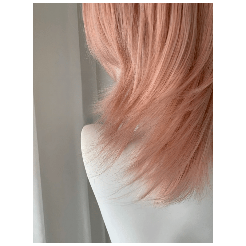 L - email Wig Pink Gold 38cm Short Font Lace Wig - lemailwigs