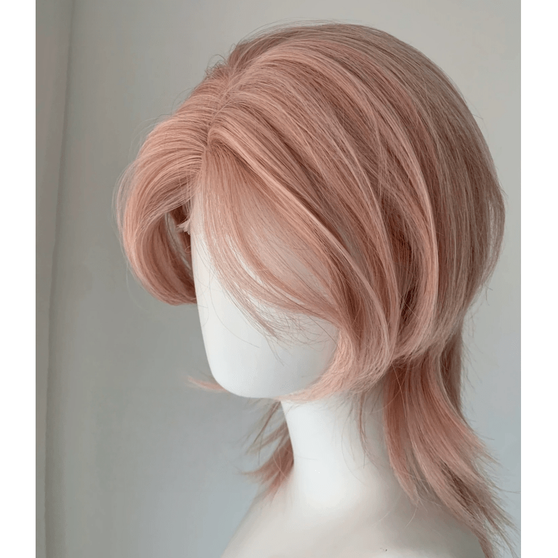 L - email Wig Pink Gold 38cm Short Font Lace Wig - lemailwigs