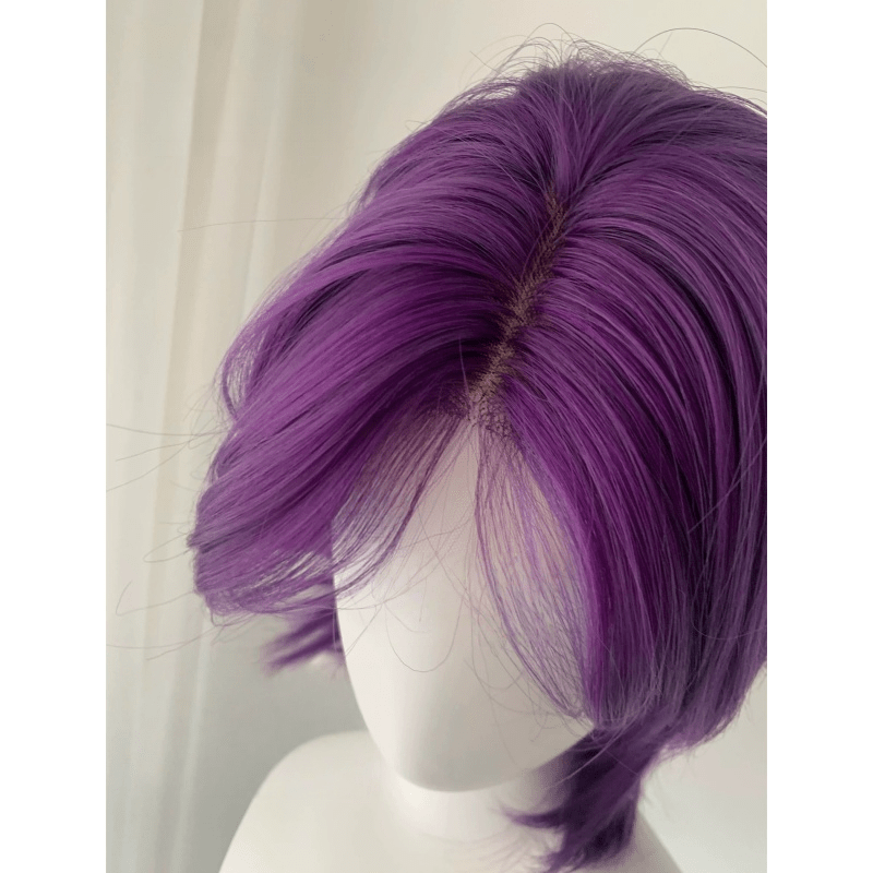 L - email Wig Purple 38cm Short Font Lace Wig - lemailwigs