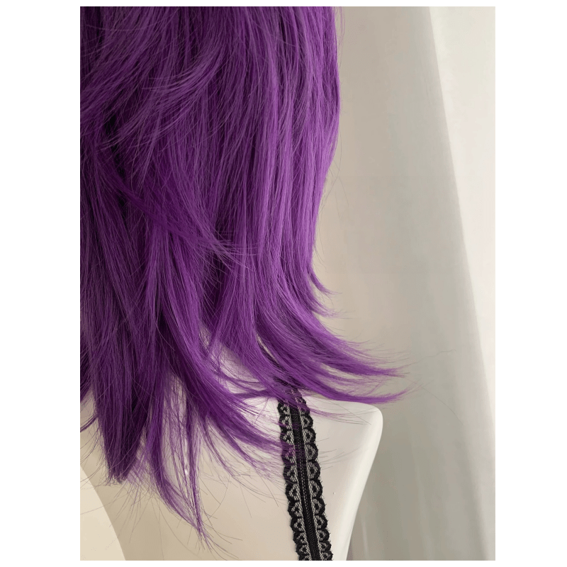 L - email Wig Purple 38cm Short Font Lace Wig - lemailwigs