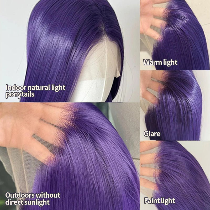 L - email Wig Purple Lace Front 75cm Long Straight Wig - lemailwigs