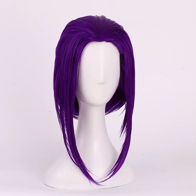 L - email Wig Teen Titans Raven Purple Short Halloween Cosplay Wig - lemailwigs