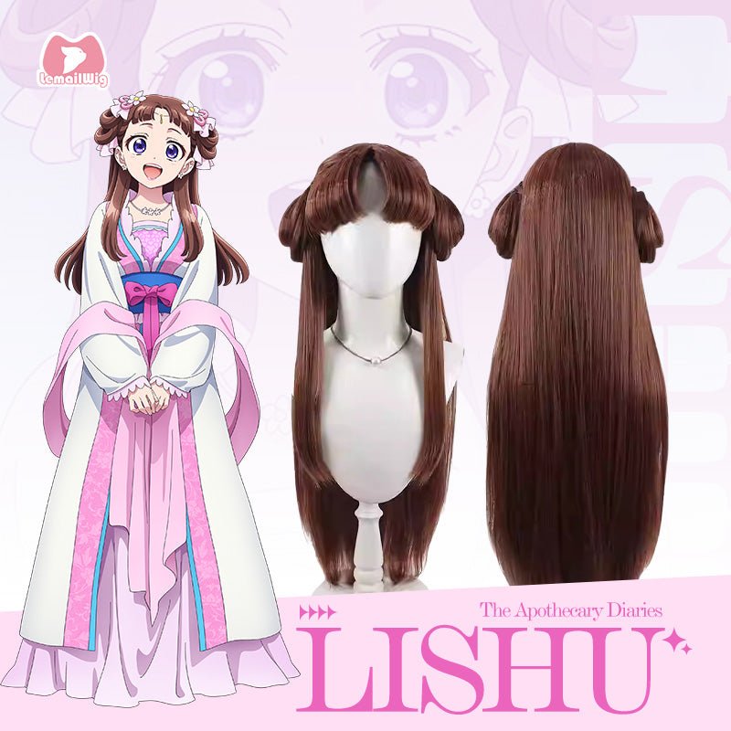 L - email Wig The Apothecary Diaries Lishu Brown Long Cosplay Wig - lemailwigs