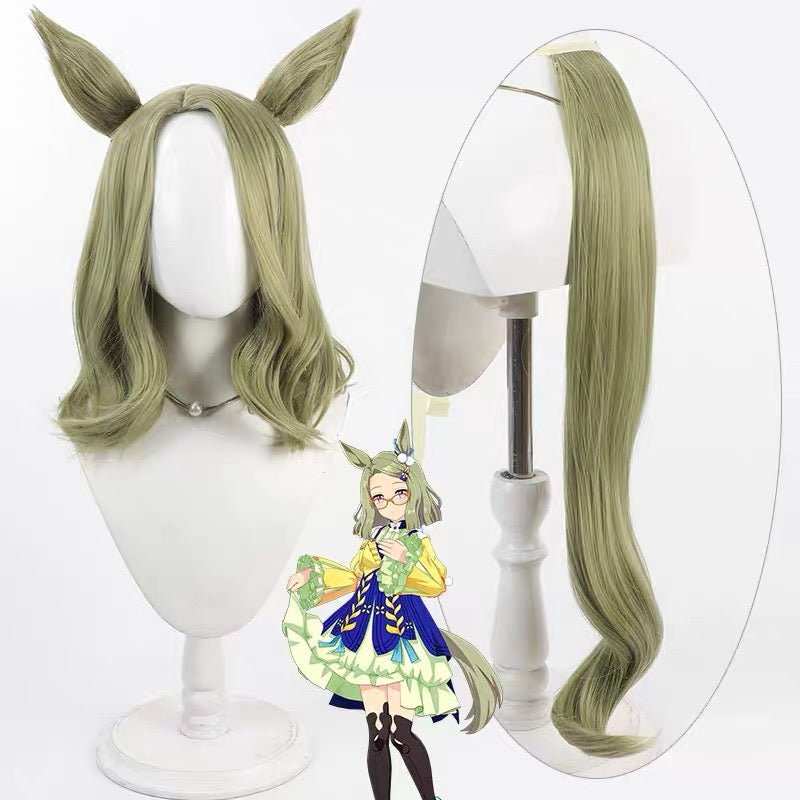 L - email Wig Umamusume: Pretty Derby Air Messiah Green Ear And Tail Cosplay Wig - lemailwigs