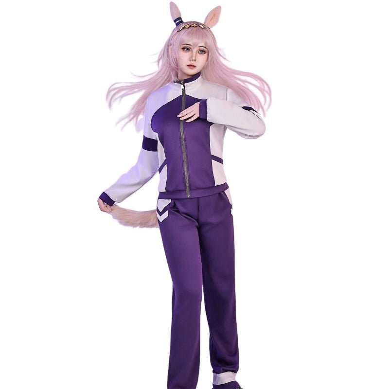 L - email Wig Umamusume: Pretty Derby Cinderella Gray Oguri Cap Halloween Cosplay Costume And Wig Full Set - lemailwigs