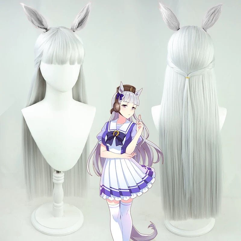 L - email Wig Umamusume: Pretty Derby Gold Ship 90cm Tail And Ears Halloween Cosplay Wig - lemailwigs