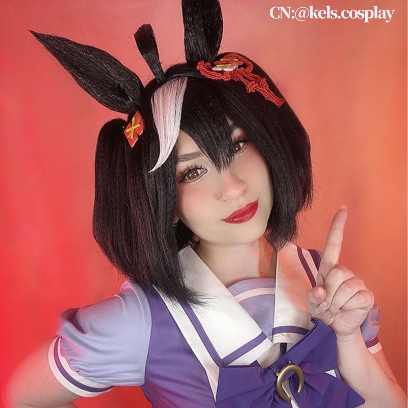 L-email Wig Umamusume: Pretty Derby Kitasan Black Double Braids Cosplay Wig - lemailwigs