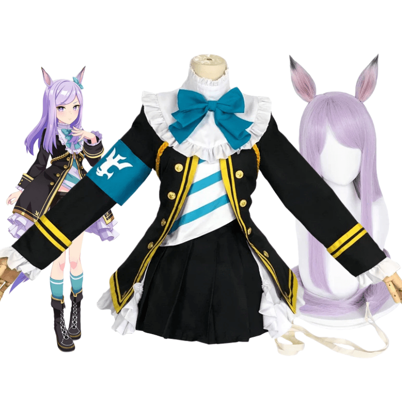 L - email Wig Umamusume: Pretty Derby Mejiro McQueen Halloween Cosplay Costume And Wig Full Set - lemailwigs