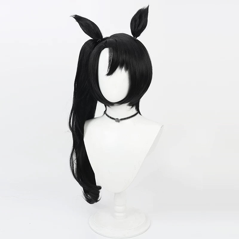 L - email Wig Umamusume: Pretty Derby Satono Crown Black Ears And Tail Cosplay Wig - lemailwigs