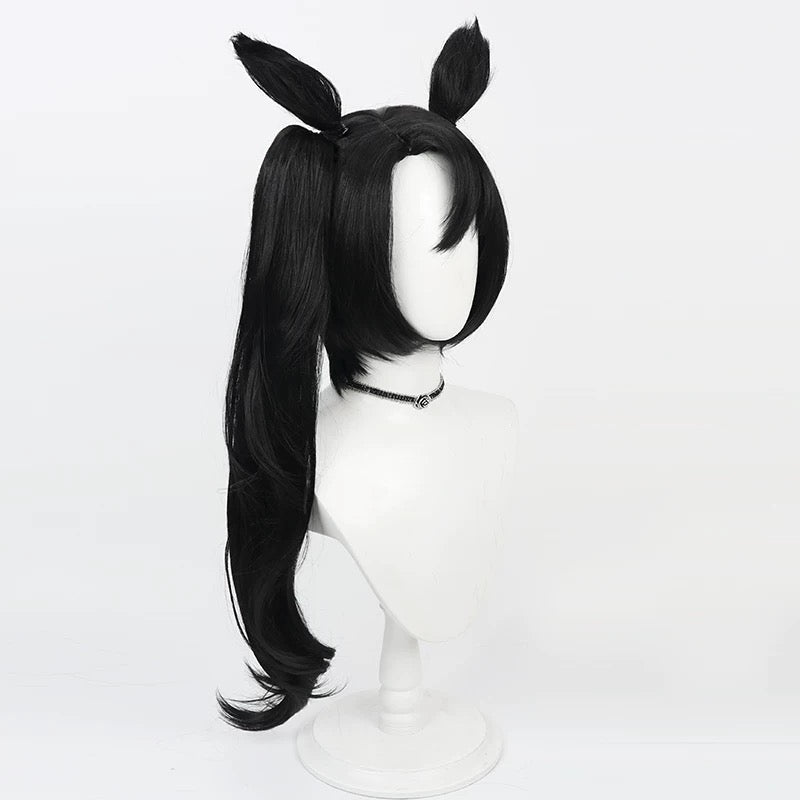 L - email Wig Umamusume: Pretty Derby Satono Crown Black Ears And Tail Cosplay Wig - lemailwigs
