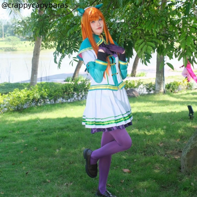 L-email Wig Umamusume: Pretty Derby Silence Suzuka Uniform Cosplay Costume And Wig Full Set - lemailwigs