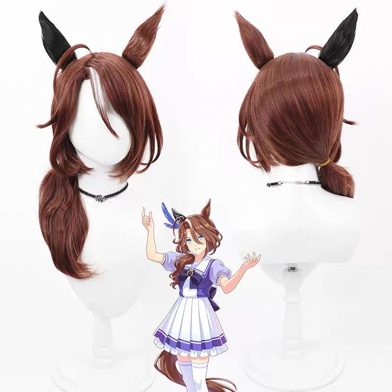 L - email Wig Umamusume: Pretty Derby Sounds of Earth Brown 50cm Halloween Cosplay Wig - lemailwigs