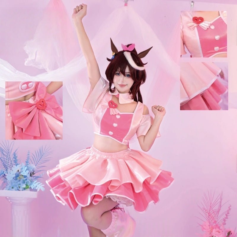 L-email Wig Umamusume:Pretty Derby 4.5th Anniversary Still in Love Performance Pink Cosplay Costume - lemailwigs