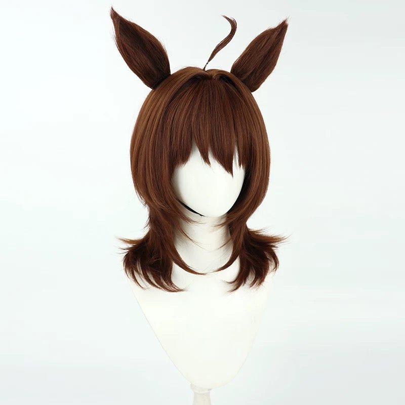 L - email Wig Umamusume:Pretty Derby Agnes Tachyon Brown 48cm Cosplay Wig And Tail Ears - lemailwigs