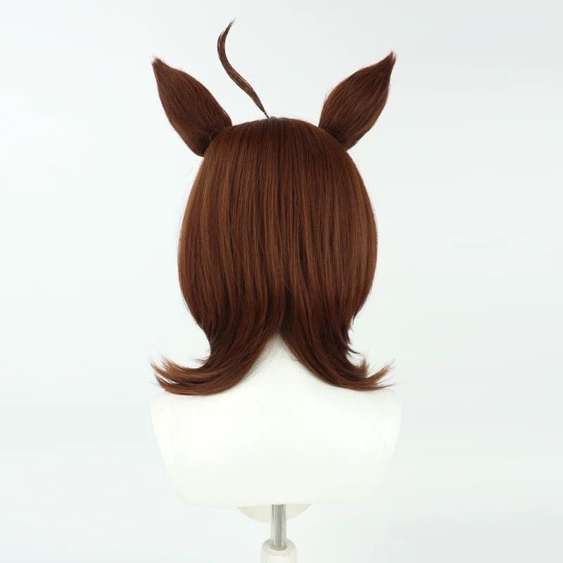 L - email Wig Umamusume:Pretty Derby Agnes Tachyon Brown 48cm Cosplay Wig And Tail Ears - lemailwigs