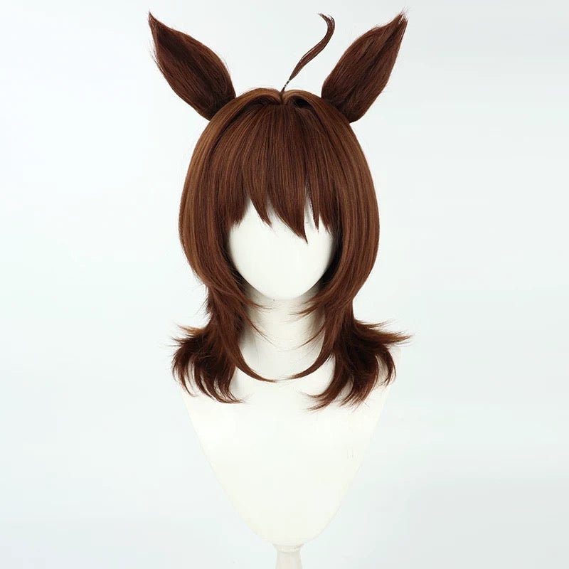 L - email Wig Umamusume:Pretty Derby Agnes Tachyon Brown 48cm Cosplay Wig And Tail Ears - lemailwigs