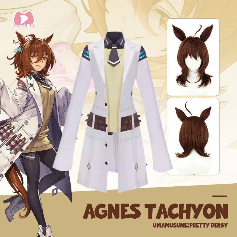 L-email Wig Umamusume:Pretty Derby Agnes Tachyon Racing Outfit Cosplay Costume Wig Set - lemailwigs