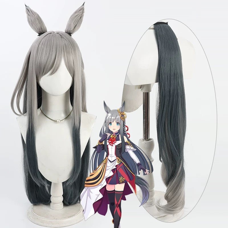 L - email Wig Umamusume:Pretty Derby Chrono Genesis 80cm Cosplay Wig Ears And Tail - lemailwigs