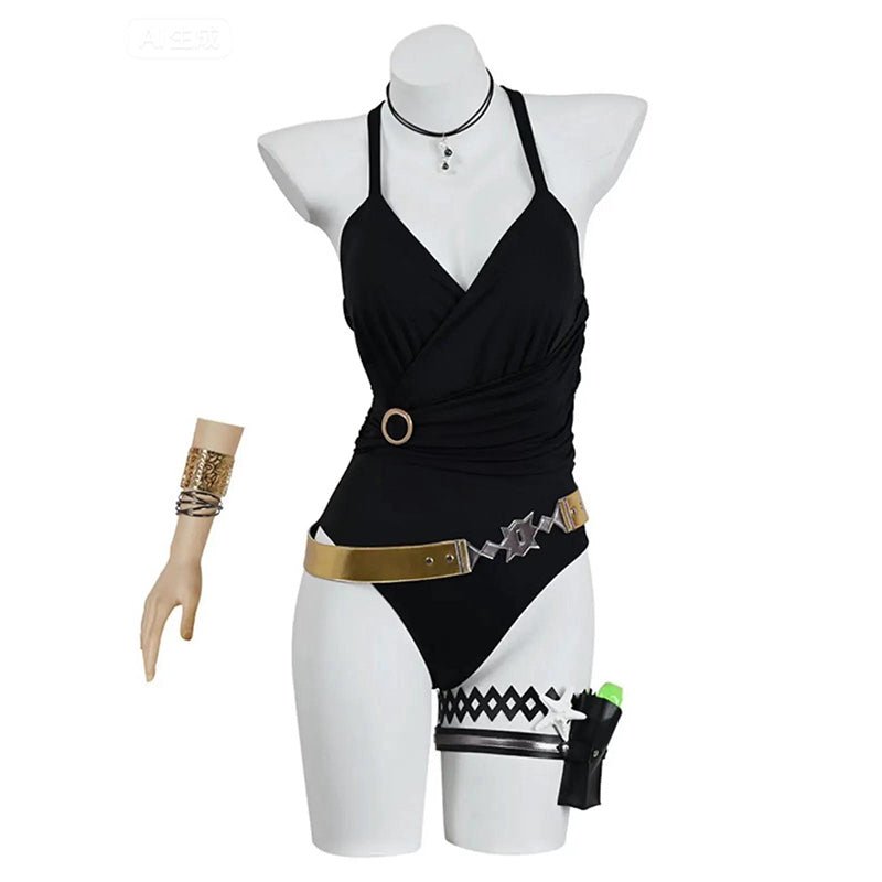 L - email Wig Umamusume:Pretty Derby Gold Ship Black Swimsuit Cosplay Costume - lemailwigs