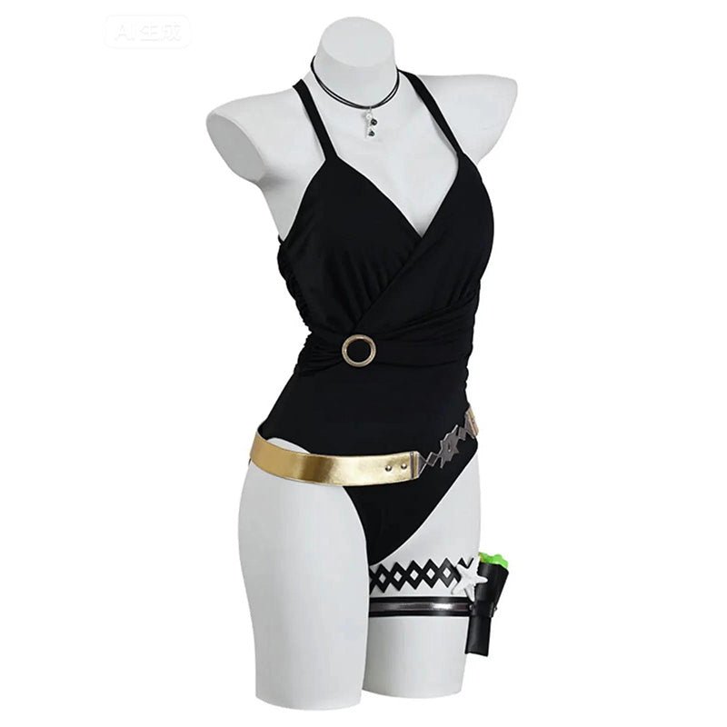 L - email Wig Umamusume:Pretty Derby Gold Ship Black Swimsuit Cosplay Costume - lemailwigs