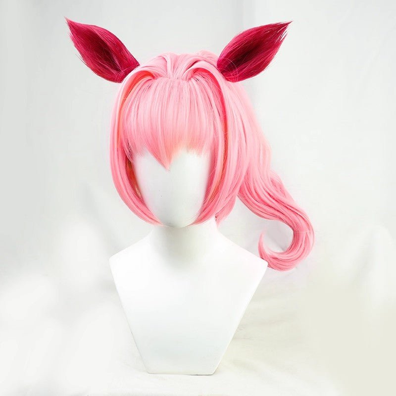 L - email Wig Umamusume:Pretty Derby Haru Urara Pink Cosplay Wig And Tail - lemailwigs