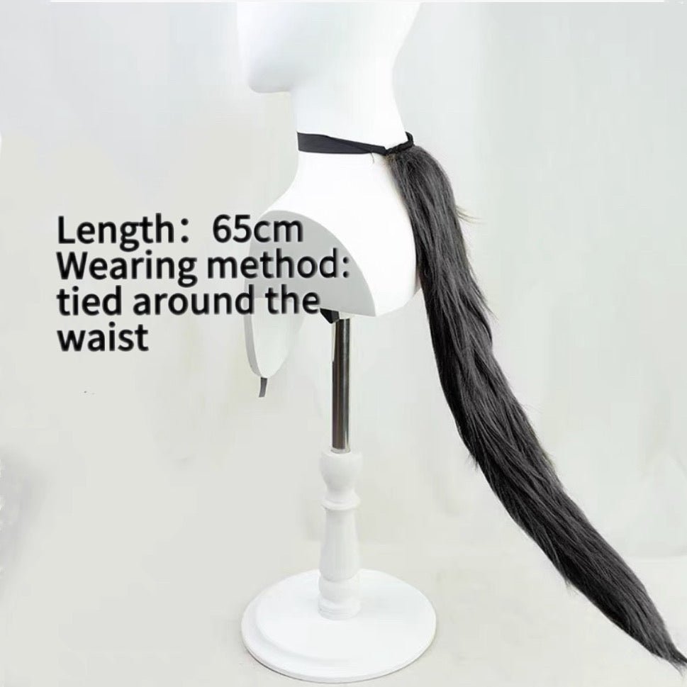 L - email Wig Umamusume:Pretty Derby Manhattan Cafe Black Long Straight Cosplay Wig And Tail - lemailwigs