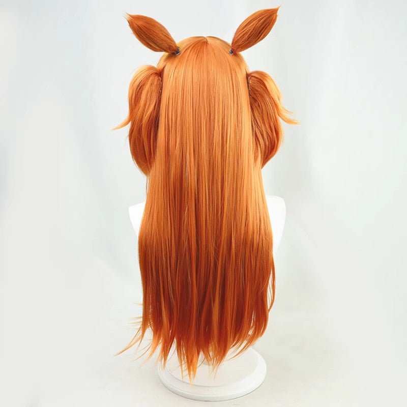 L - email Wig Umamusume:Pretty Derby Mayano Top Gun Orange Cosplay Wig And Tail - lemailwigs