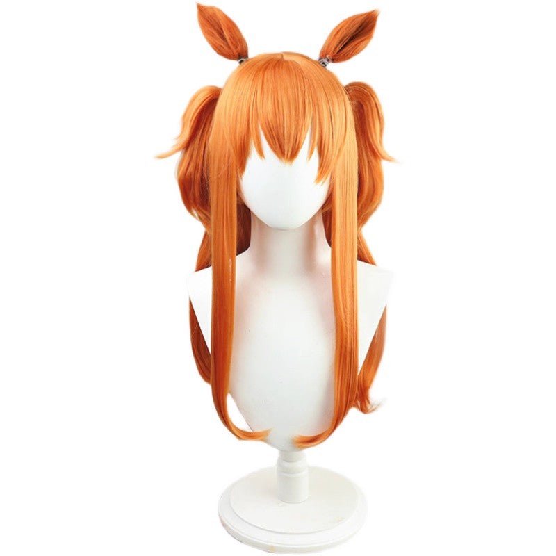 L - email Wig Umamusume:Pretty Derby Mayano Top Gun Orange Cosplay Wig And Tail - lemailwigs