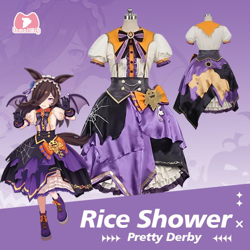 L - email Wig Umamusume:Pretty Derby Rice Shower Halloween Cosplay Costume - lemailwigs