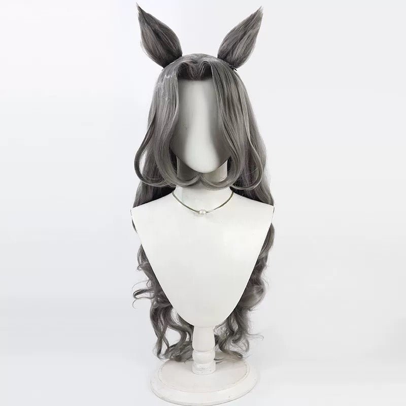 L - email Wig Umamusume:Pretty Derby Saint Lite Dark Grey Cosplay Wig Ears And Tail - lemailwigs