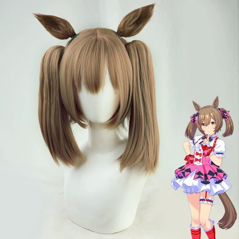 L - email Wig Umamusume:Pretty Derby Smart Falcon Brown Cosplay Wig Ears And Tail - lemailwigs