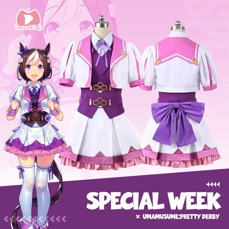 L - email Wig Umamusume:Pretty Derby Special Week Cosplay Costume - lemailwigs