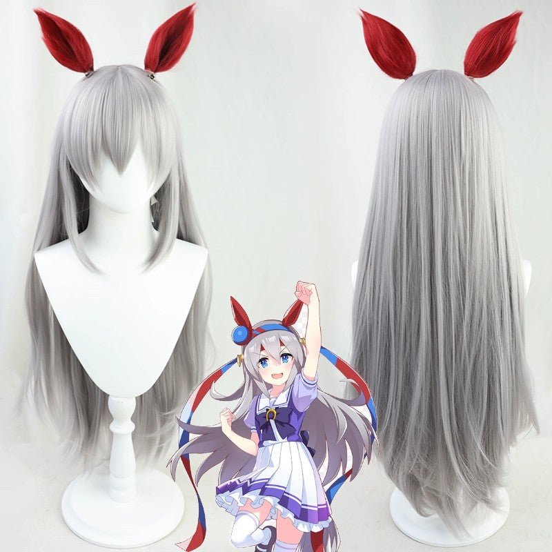 L - email Wig Umamusume:Pretty Derby Tamamo Cross Silver Cosplay Wig - lemailwigs
