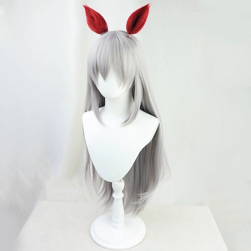 L - email Wig Umamusume:Pretty Derby Tamamo Cross Silver Cosplay Wig - lemailwigs