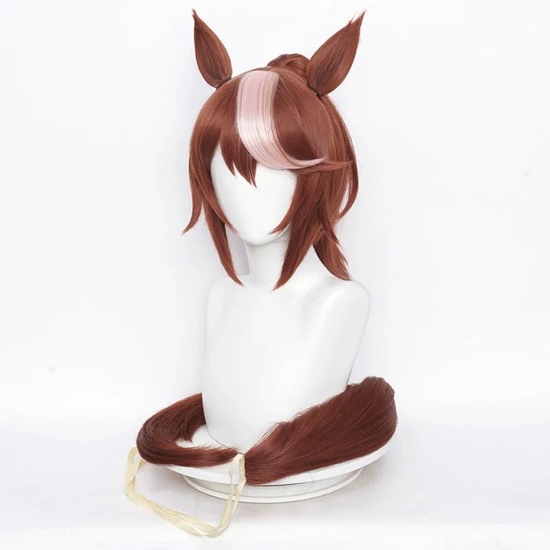 L - email Wig Umamusume:Pretty Derby Tokai Teio Brown Cosplay Wig And Ears Tail - lemailwigs