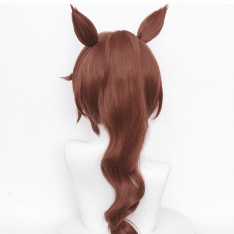 L - email Wig Umamusume:Pretty Derby Tokai Teio Brown Cosplay Wig And Ears Tail - lemailwigs