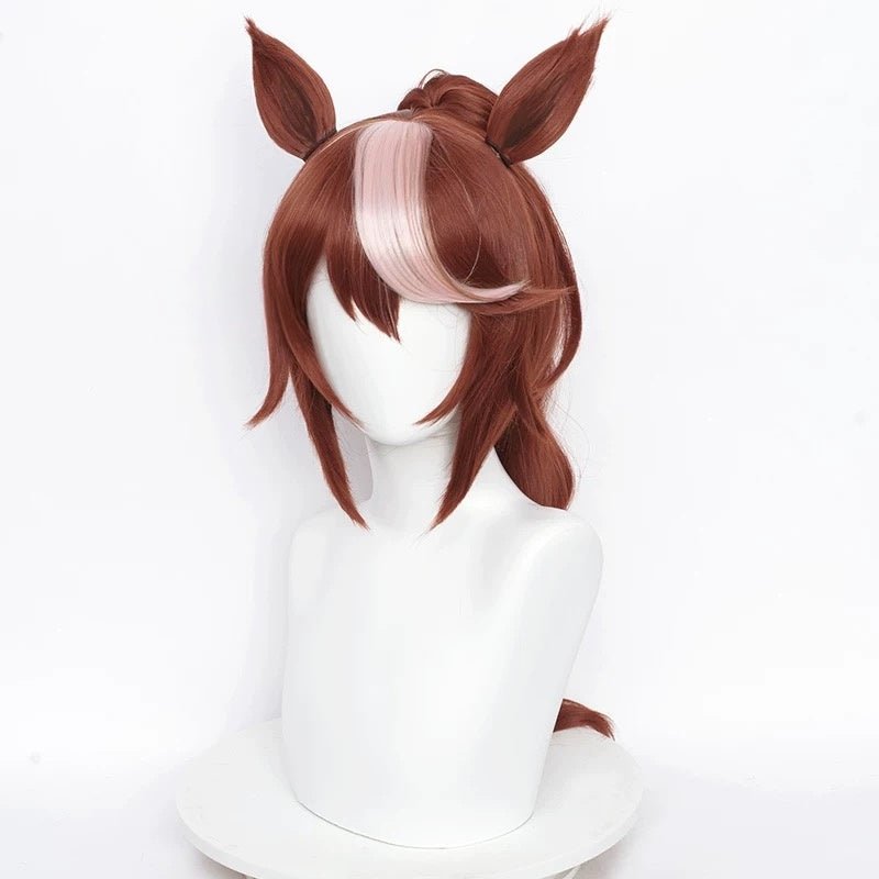 L - email Wig Umamusume:Pretty Derby Tokai Teio Brown Cosplay Wig And Ears Tail - lemailwigs