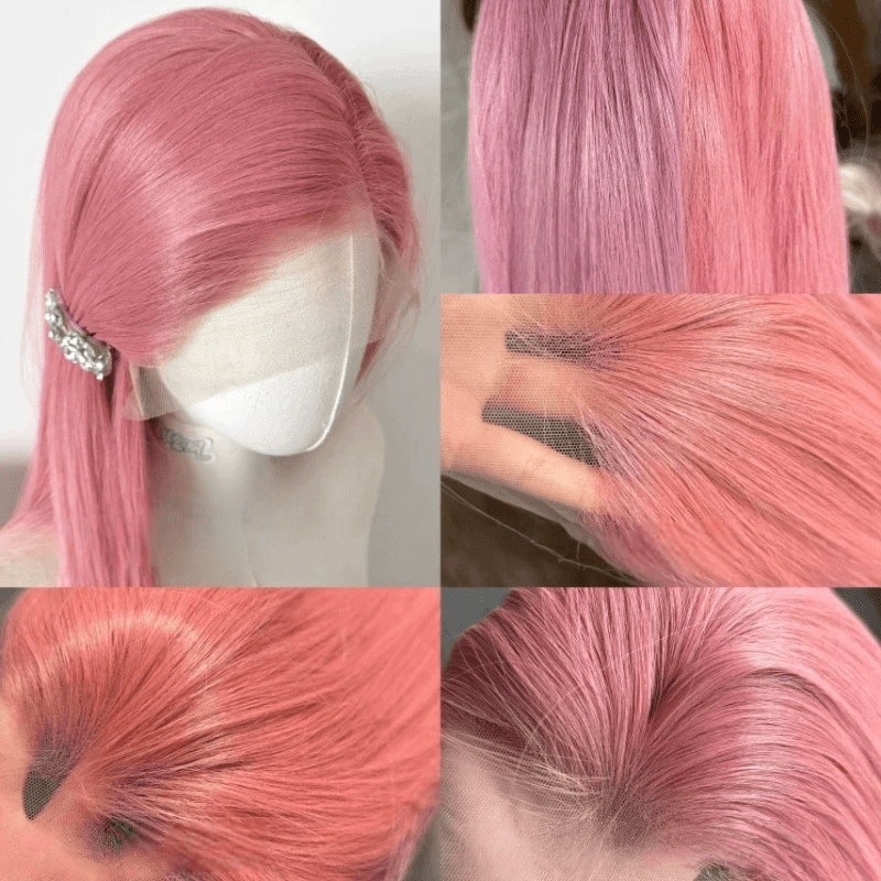 L - email Wig Universal Pink Series 75 - 80cm Long Straight Font Lace Wig - lemailwigs