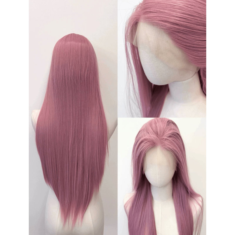 L - email Wig Universal Pink Series 75 - 80cm Long Straight Font Lace Wig - lemailwigs