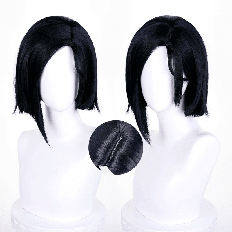 L - email Wig Valorant Viper Black Short Cosplay Wig - lemailwigs