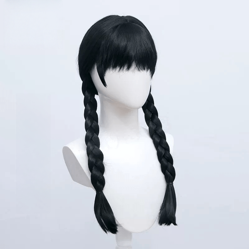 L - email Wig Wednesday Addams Black 65cm Halloween Cosplay Wig - lemailwigs