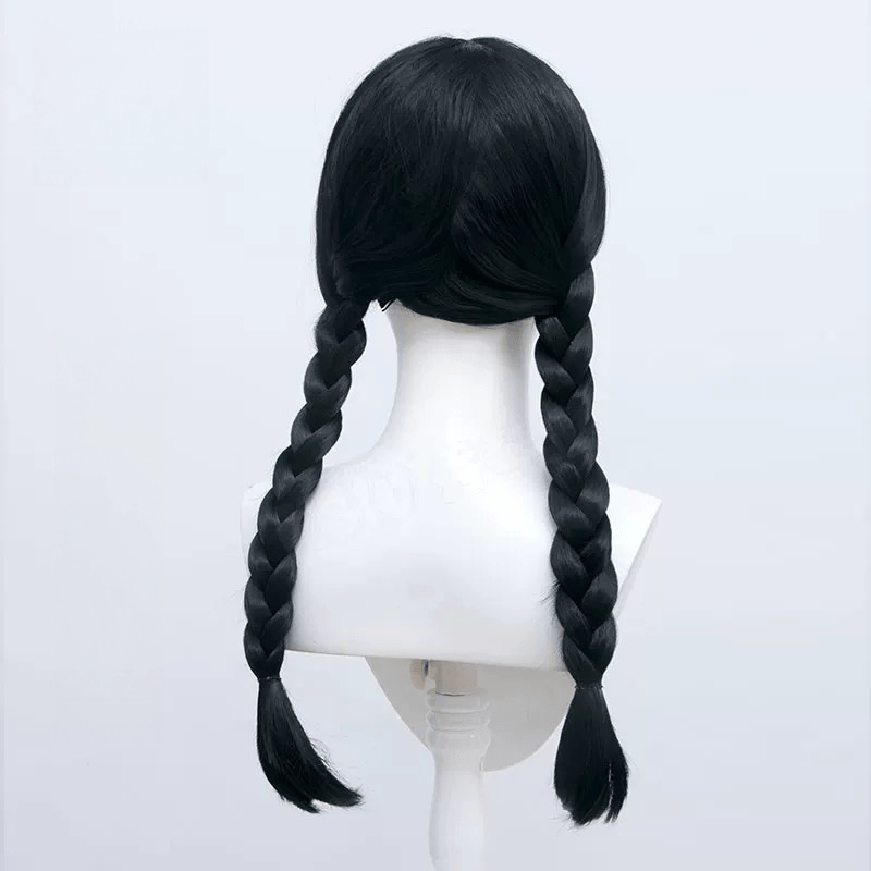 L - email Wig Wednesday Addams Black 65cm Halloween Cosplay Wig - lemailwigs