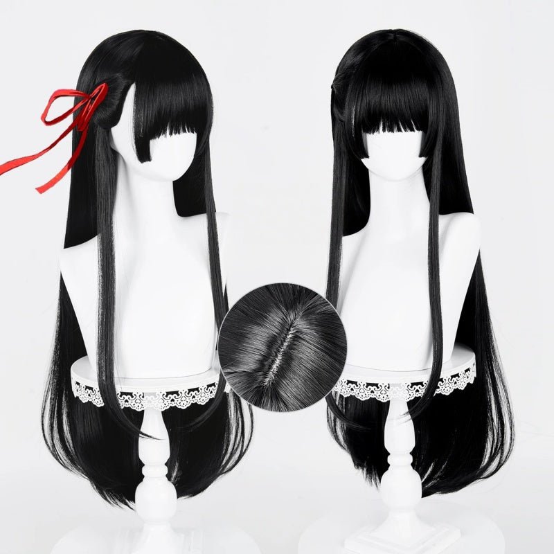 L - email Wig Wuthering Waves Chisa Black 85cm Long Straight Halloween Cosplay Wig - lemailwigs