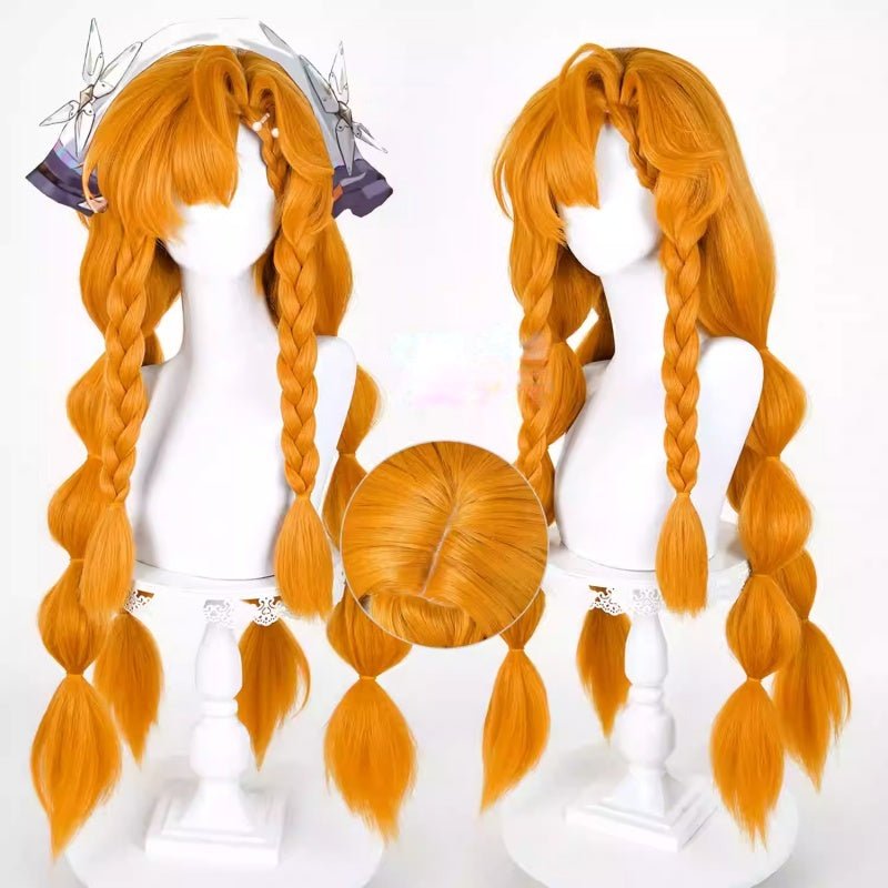 L - email Wig Wuthering Waves Sigrika Orange Long Cosplay Wig - lemailwigs