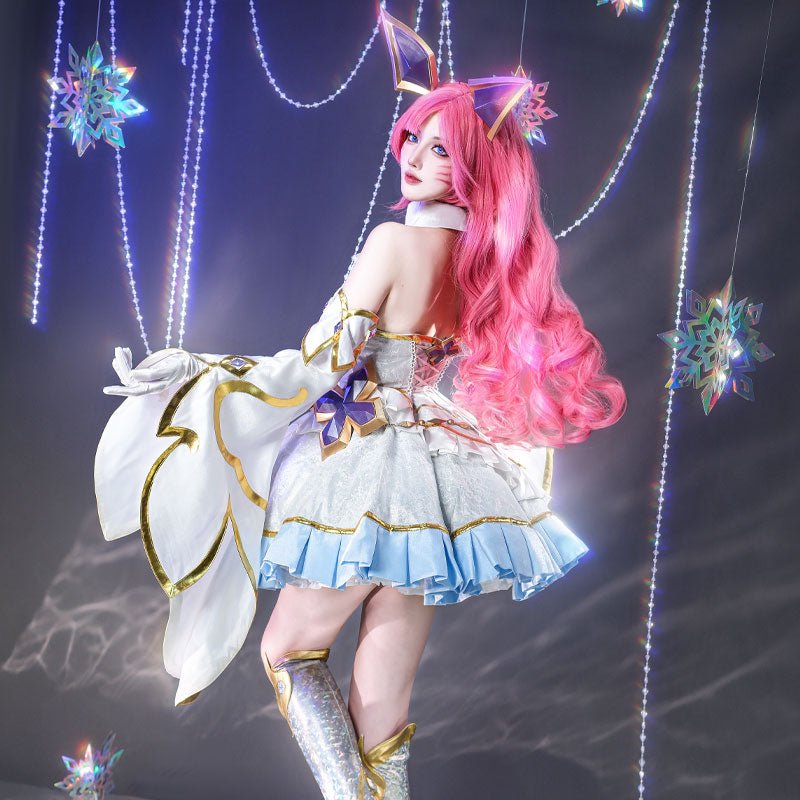 League of Legends Prestige Perfume Golden Spatula Gem Ahri Cosplay Costume And Wig Full Set - lemailwigs