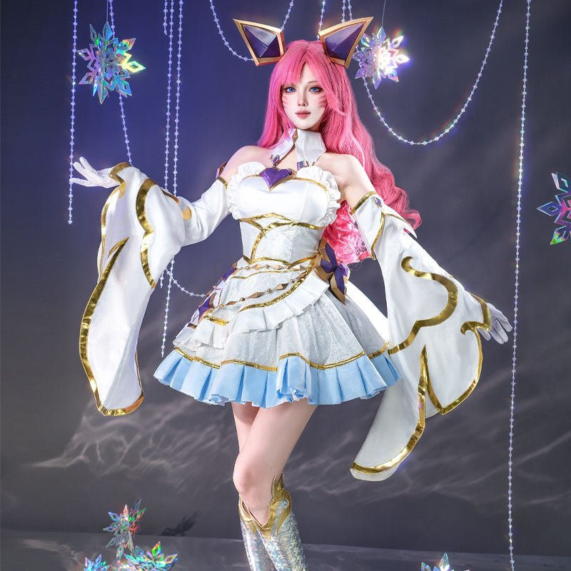 League of Legends Prestige Perfume Golden Spatula Gem Ahri Cosplay Costume And Wig Full Set - lemailwigs